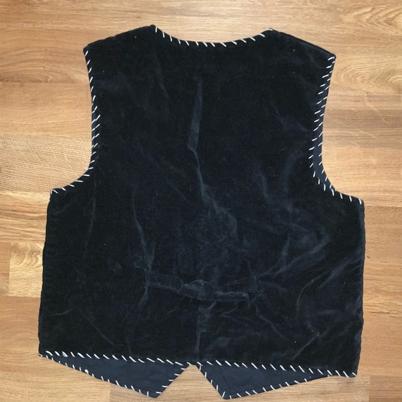 Vintage Sara Studio Reindeer vest Black Velvet Size L - Picture 4 of 4